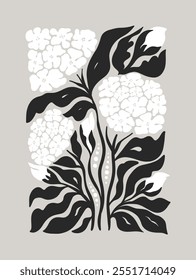 Abstrato groovy posters flores em tons bege. Moderno estilo minimal moderno. Desenho desenhado à mão para papel de parede, decoração de parede, impressão, cartão postal, capa, modelo, banner.