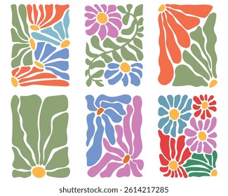 Abstract groovy retro boho flower vector design