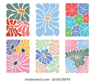 Abstract groovy retro boho flower vector design