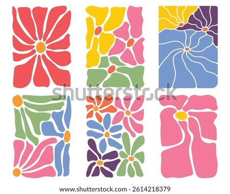 Abstract groovy retro boho flower vector design