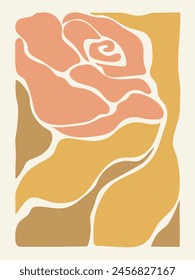 Abstract groovy rose background. Vector poster, trendy retro aesthetic illustration. Contemporary hippie design for prints.
