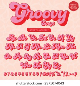 Abstract  groovy Script Retro Font template design