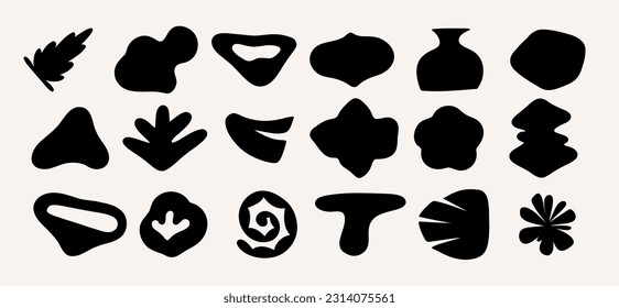 Abstract groovy shapes Y2K. Modern trendy minimalist style. Hand drawn for wallpaper, wall decor, fabric, postcard, cover, template, banner.