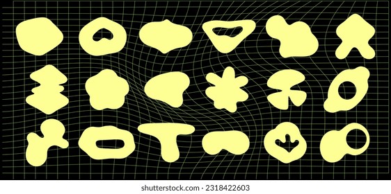 Abstract groovy shapes Y2K. Modern trendy minimalist style. Hand drawn for wallpaper, wall decor, fabric, postcard, cover, template, banner.