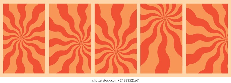 Abstract groovy summer background with sun. Groovy retro abstract sun background set with bright sunburst. Organic doodle shapes with sun. abstract groovy summer background sun background set.