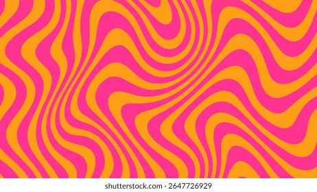 Abstract groovy vector background with fluid psychedelic wave pattern. Colorful retro inspired design for wallpaper, fabric, or graphic element.