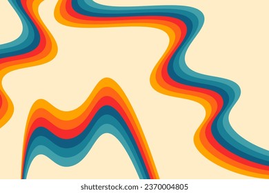 Abstract groovy wave hippie psychedelic background. Retro vintage trendy color. Vector illustration