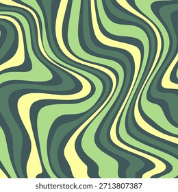 Abstrakte groovy gewellte Linien Muster mit grünen und gelben flüssigen Formen schaffen eine nahtlose Textur Hintergrunddesign für moderne Kunst