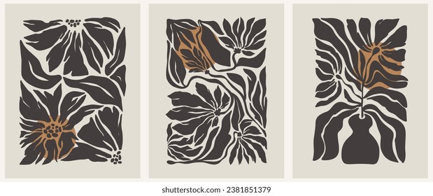 Abstract groovy Y2K vector poster in trendy retro psychedelic style. Modern trendy Matisse minimal style. Pastel colors. Hand drawn design for wallpaper, wall decor, print, postcard, cover, template