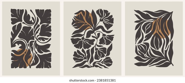 Abstract groovy Y2K vector poster in trendy retro psychedelic style. Modern trendy Matisse minimal style. Pastel colors. Hand drawn design for wallpaper, wall decor, print, postcard, cover, template