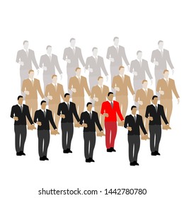 Abstract group businessmen red leader for concept design. 