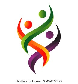 Abstract group of dancing People Logo together happiness family community in fire flame pose vector Icon Symbol Elements