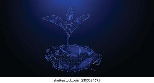 Abstract grow symbol digital transformation Background. Polygonal icon.