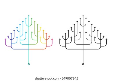 Abstract Growing Arrow Tree That Symbolizes Development And Growth. Conceptual Vector Illustration.