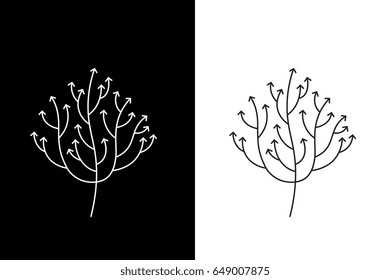 Abstract Growing Arrow Tree That Symbolizes Development And Growth. Conceptual Vector Illustration.