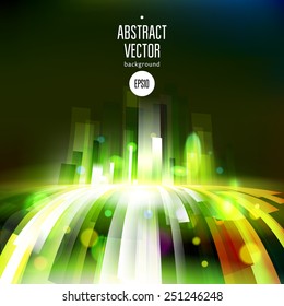Abstract growing energy wave. Vector dark background. Futuristic lines. Technology illustration. 