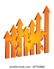 Abstract growth diagram with map and arrows
