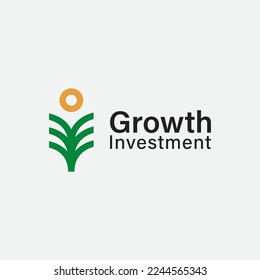 abstract growth investment logo business vector design template with nature, modern and elegant styles isolated on white background. green insurance logo business vector design concept ideas