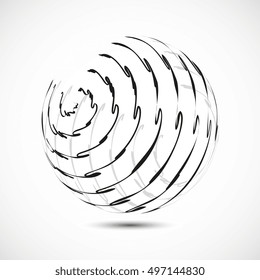 Abstract grunge 3d sphere model. Graphic illustration