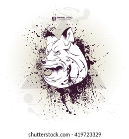 abstract grunge animal logo. Animal labels & badges. Retro vector design graphic element, emblem, logo, insignia, sign, identity, logotype, poster. Print for t-shirt head fox. vector illustration