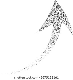 Abstract grunge arrow symbol featuring upward rising curved arrows with rough textured details. Perfect for business growth concepts, success graphics, logo elements, web icons, and design overlays.