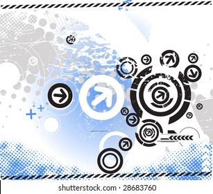 Abstract grunge arrow wave halftone line background with sample text
