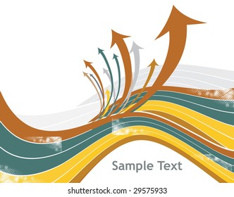 Abstract grunge arrow wave halftone line background with sample text