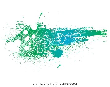 Abstract grunge arrow wave halftone line background with sample text, vector illustration
