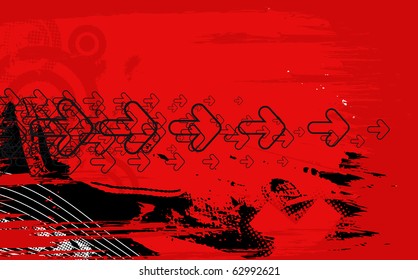 Abstract grunge arrow wave halftone line background with sample text, vector illustration