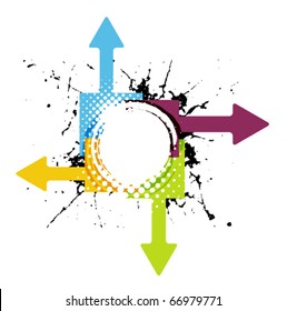 Abstract grunge arrow wave halftone line background with sample text, vector illustration