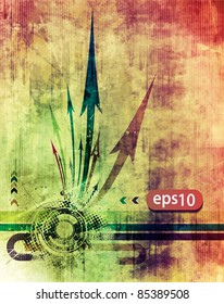 Abstract grunge arrow wave with grunge texture background.