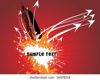 abstract grunge and arrow-head vector with rays