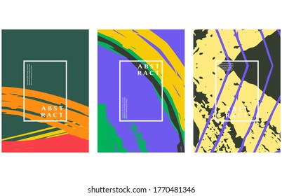 Abstract grunge arts background. Brush stroke elements. Collage page. Template for web header, card, invitation, brochure, book cover, booklet print. Painting poster design, flyer sheet a4