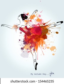 Abstract grunge autumn ballet illustration