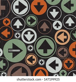 Abstract grunge background with arrows in circle. vector illustration