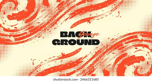 Fondo Abstractas de grunge con textura de pincel beige y naranja. Diseño creativo para el fondo deportivo con efecto de semitono