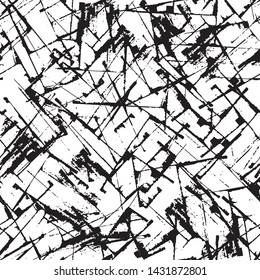 Fondo abstracto negro y blanco. Textura transparente de arañazos, chips, grietas. El patrón oscuro de la vieja superficie