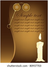 Abstract grunge background to a candle and glasses on the handle