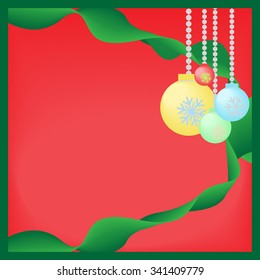 Abstract grunge background with Christmas balls and ribbon
