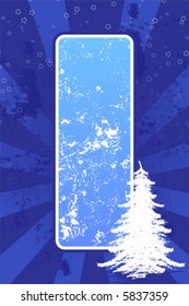 Abstract grunge background with Christmas tree and stars