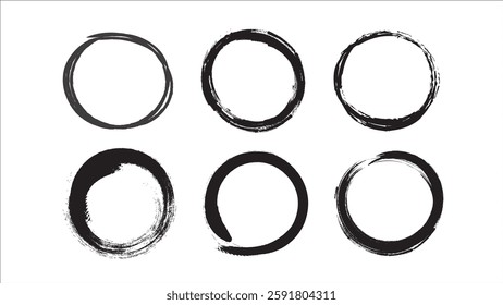 Abstract grunge background, Circle Grunge badge brush, Hand drawn brush strokes isolated on white background vector illustrator
