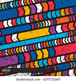 Abstract grunge background with color arrows. 
