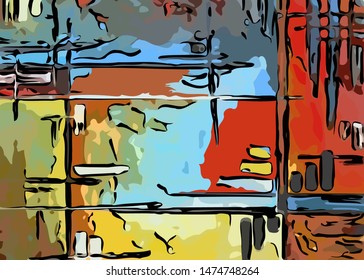 abstract grunge background from color chaotic blurred spots brush strokes of different sizes