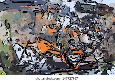 abstract grunge background from color chaotic blurred spots brush strokes of different sizes