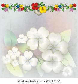 abstract grunge background with color spring flowers