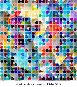 Abstract grunge background with colored circle. Vector texture
