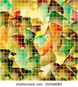 Abstract grunge background with colored square. Vector texture