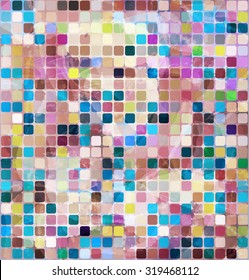 Abstract grunge background with colored square. Vector texture