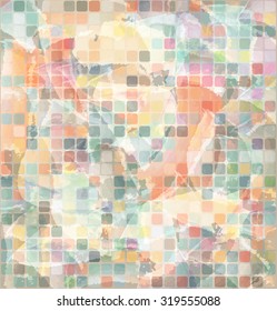 Abstract grunge background with colored square. Vector texture