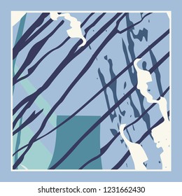 Abstract grunge background, colorful asymmetric pattern. Contemporary modern art for silk scarf shawl design. Digital brushstrokes painted texture for textile fabric, paper print. Fashion illustration